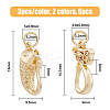 12Pcs 4 Styles Rack Plating Brass Hook Clasps KK-FH0005-43-2