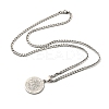 Non-Tarnish Flat Round with Saint Miller Archangel Pendant Necklaces LS-NJEW-S422-03P-2