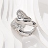 Brass Micro Pave Cubic Zirconia Cuff Finger Rings RJEW-C120-26P-3