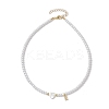 Brass Micro Pave Grade AAA Cubic Zirconia Letter Pendant Necklaces NJEW-JN04771-05-4