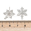 Flower Brass Micro Pave Clear Cubic Zirconia Stud Earring Findings KK-F921-09P-3
