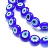 Handmade Evil Eye Lampwork Flat Round Bead Strands LAMP-L058-10mm-12-3