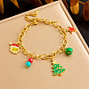 Christmas Theme 304 Stainless Steel Charm Bracelets for Women BJEW-Z142-05G-1