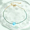 304 Stainless Steel Glass Beads Link Chain Bracelets BJEW-A036-14G-01-1