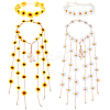 4Pcs 4 Styles Cloth Flower Hippie Headband Floral Crown OHAR-CP0001-17-1