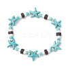 Synthetic Turquoise & Natural Lava Rock Beads Stretch Bracelets for Men Women BJEW-JB11988-03-2