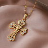 Vintage 304 tainless Steel Clear Glass Religion Jesus Cross Pendant Necklaces for Women EK1005-2