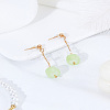 1 Pair Column Alloy & Natural Jade & Plastic Pearl Stud Dangle Earrings EJEW-LP0007-082-3