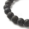 Natural Lava Rock & Non-magnetic Synthetic Hematite Round Beads Energy Power Stretch Bracelets Sett BJEW-JB07051-01-5