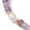 Natural Amethyst Cube Beads Stretch Bracelets for Women BJEW-JB13176-03-3