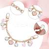 Heart Alloy Enamel & Resin Pearl Charm Zinc Alloy Cable Chain Purse Chains FIND-AB00070-6