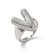 Letter Brass Micro Pave Clear Cubic Zirconia Open Cuff Ring for Women RJEW-N046-03V-P-1