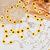 2Pcs 2 Colors Cloth Sunflower Hippie Headband Floral Crown OHAR-CP0001-15-4
