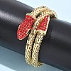Snake Alloy Rhinestone Bangles for Women LS-BJEW-G085-01G-01-3