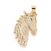 Brass Micro Pave Clear Cubic Zirconia Pendants KK-T080-04G-1
