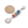 Sun Alloy & Cat Eye Pendant Decoration HJEW-JM01593-04-2