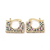 Cubic Zirconia Rectangle Hoop Earrings EJEW-C008-12G-02-1