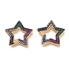 Brass Micro Pave Cubic Zirconia Spring Gate Rings KK-M206-01G-01-1