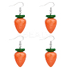 2 Pairs Carrot Alloy Resin Dangle Earrings for Women EJEW-LP0001-54-1