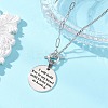 Alloy Disc with Word Pendant 304 Stainless Steel Mixed Chain OT Necklaces NJEW-JN05867-1