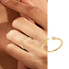 1Pc Letter Brass Rhinestone Open Cuff Rings for Women AJEW-LP0004-47T-G-1