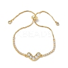 Heart Brass Micro Pave Cubic Zirconia Slider Bracelets BJEW-K248-02G-2