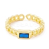 Cubic Zirconia Rectangle Open Cuff Ring RJEW-I083-02G-01-2