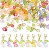 40Pcs 8 Styles Natural Yellow Jade & Natural White Jade & Malaysia Jade & Glass & Acrylic Pearl Flower Pendant Decorations HJEW-YW00156-1