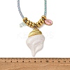 304 Stainless Steel Enamel & Natural Shell Pendant Cord Necklaces NJEW-L465-09G-02-5