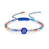 Acrylic Evil Eye & Round Lampwork Braided Bead Bracelet for Women BJEW-JB08379-3