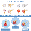 12 Pairs 4 Colors Brass Cubic Zirconia Stud Earring Findings KK-UN0001-82-5