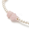 Natural Rose Quartz Chip Beaded Necklace for Girl Women NJEW-TA00016-02-5