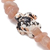 Natural Peach Moonstone Chips Beads Stretch Bracelets BJEW-JB11245-03-3