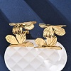 Flower with C-Shaped 304 Stainless Steel Stud Earrings for Women EJEW-A131-01C-G-2