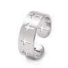 Non-Tarnish 304 Stainless Steel Hollow Out Cross Open Cuff Ring for Women RJEW-C053-02P-1