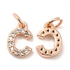 Brass Micro Pave Grade AAA Cubic Zirconia Charms LS-ZIRC-P067-11RG-C-NR-2