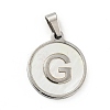 304 Stainless Steel with White Shell Pendants STAS-G268-01G-P-2