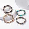 Natural Coconut & Stone Beaded Stretch Bracelet for Women BJEW-JB07546-2