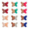 12Pcs 6 Colors Opaque Resin & Walnut Wood Connector Charms RESI-TA0002-70-1