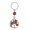 Natural Carnelian & Red Jasper Chips Flat Round with Tree of Life Kcychain KEYC-JKC00563-03-1