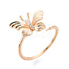 Butterfly Shape Brass Micro Pave Clear Cubic Zirconia Cuff Ring Settings KK-T076-50G-1
