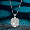 Stainless Steel Viking Moon Sun Tree of Life Flat Round Pendant Box Chain Necklaces PW-WG93B99-01-1