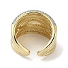 Rack Plating Brass Micro Pave Cubic Zirconia Cuff Finger Rings for Women RJEW-C114-16B-G-3