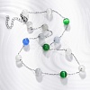 304 Stainless Steel Cat Eye Round Beads Handmade Chain Necklaces for Women NJEW-C073-01P-07-1