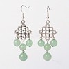 Dangling Tibetan Style Alloy Natural & Synthetic Mixed Stone Chandelier Earrings EJEW-JE01564-3