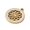 Preserved Fresh Flower 304 Stainless Steel Rhinestone Pendants STAS-S139-01G-04-2