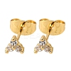 Brass Micro Pave Clear Cubic Zirconia Clover Stud Earrings EJEW-S280-03G-4