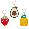 HOBBIESAY 3Pcs 3 Styles Fruit Style Cute PU Leather Protective Case Holder for Access Card Keychain KEYC-HY0001-11-1