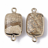Edge Golden Plated Natural Picture Jasper Links connectors G-S359-034E-2