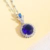 Flat Round Brass Micro Pave Cubic Zirconia Stud Dangle Earrings & Pendant Necklaces & Rings FS-WG5AAF4-04-2